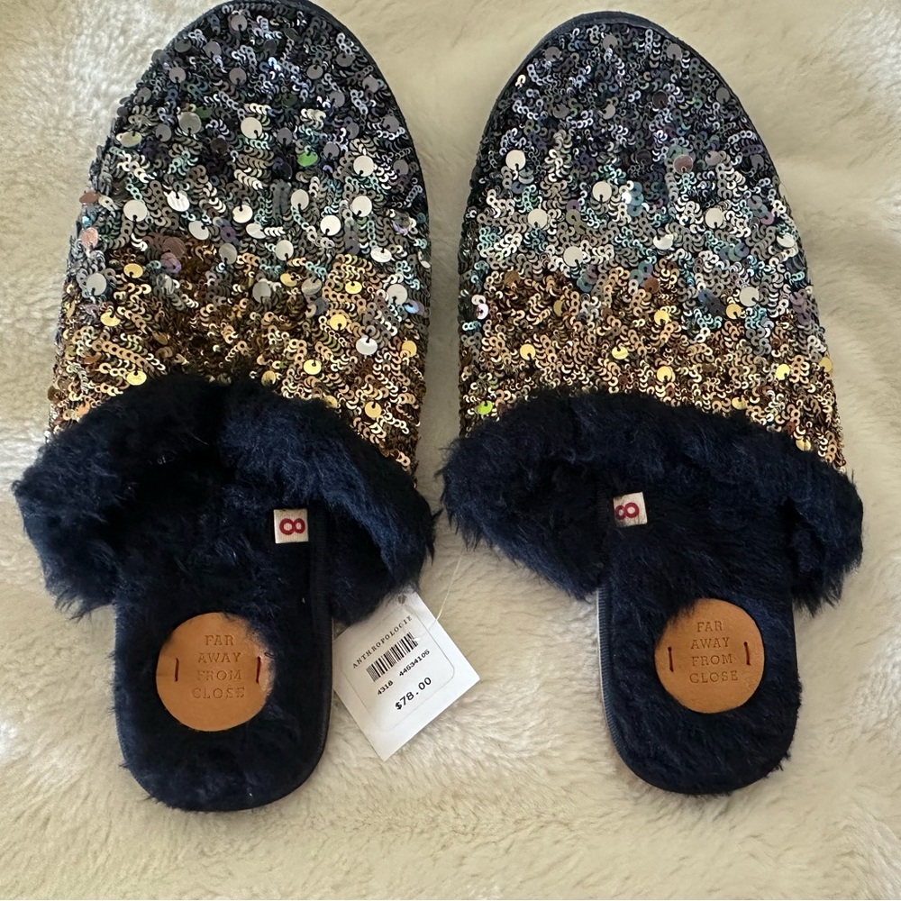 Anthropologie by Far Away From Close Sequin Fur-Lined Women's Slippers